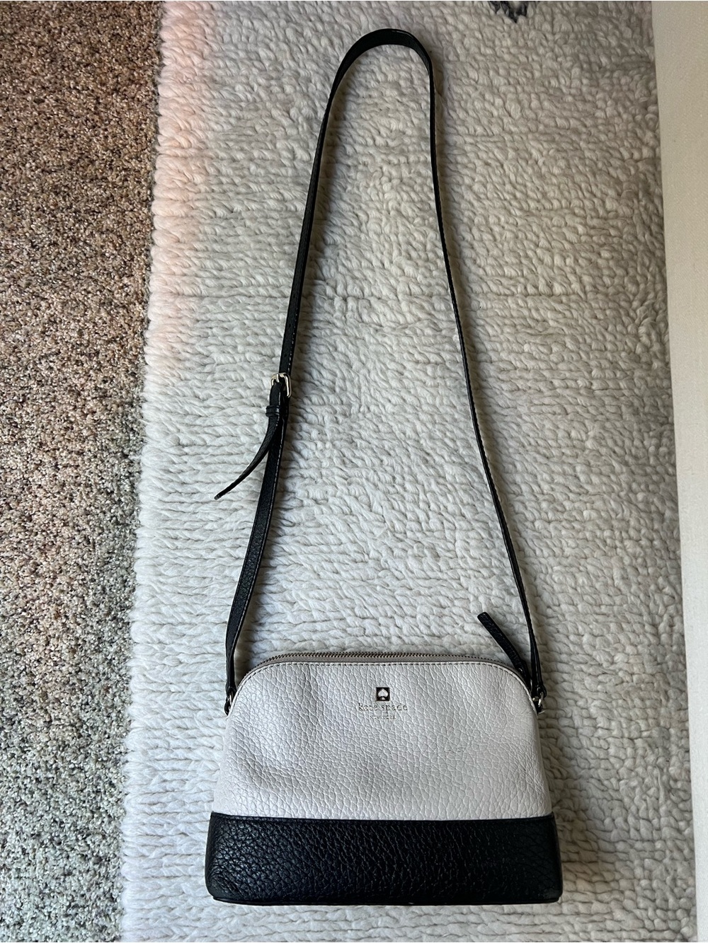 Kate Spade Hanna Southport Two-Tone Pebbled Leather Crossbody - White & Black